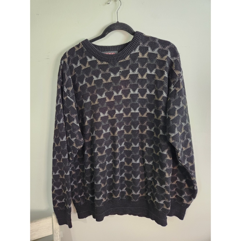 VTG Essex  Sweater Size‎ LARGE 90s Cozy Pullover Coogi Style raised design